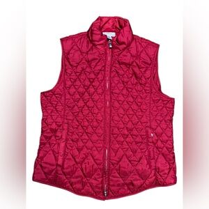 Talbots Quilted Vest Size Medium Red Zip Up